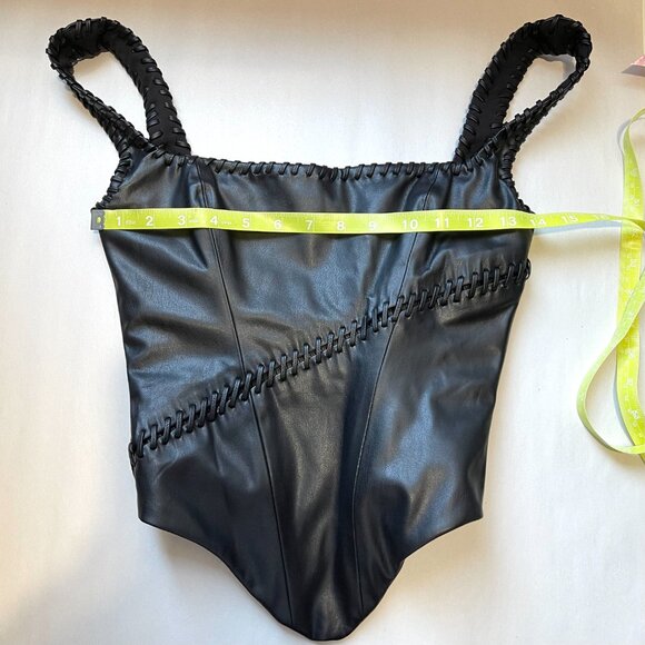 House of CB Women's Leonie Black Vegan Leather Corset Top - Picture 7 of 9